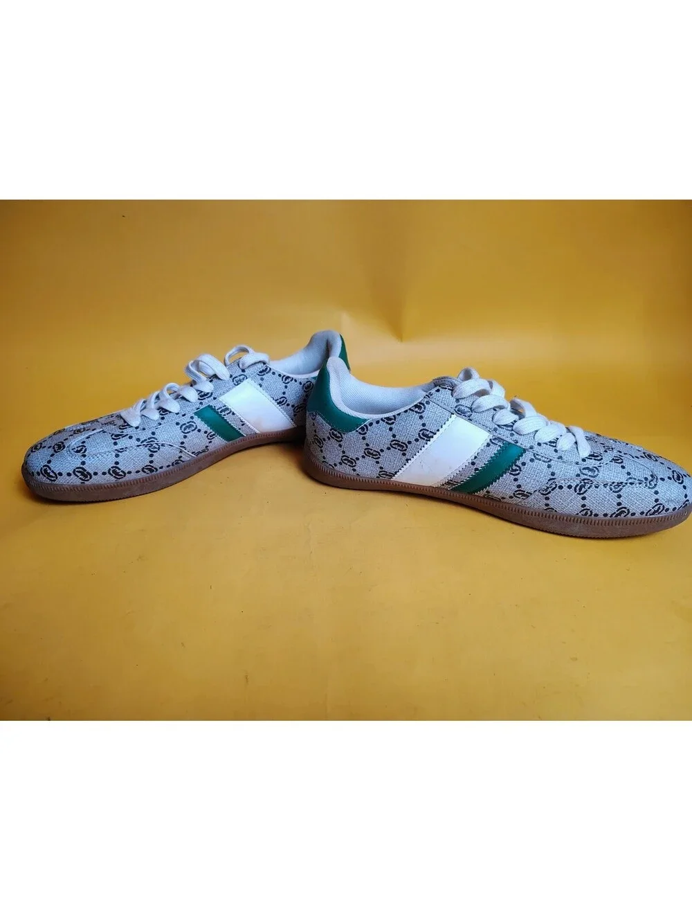 Ecko Unltd Monogram Low Top Sneakers Green White Grey Rhino Men's Size 8.5 Used